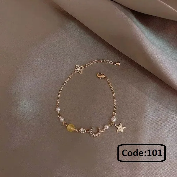 Star and Moon Zircon Pearl Bracelet Female Niche Design Premium Bracelet Korean Style Trendy Internet Celebrity Fashion Casual Bracelet Best Friend