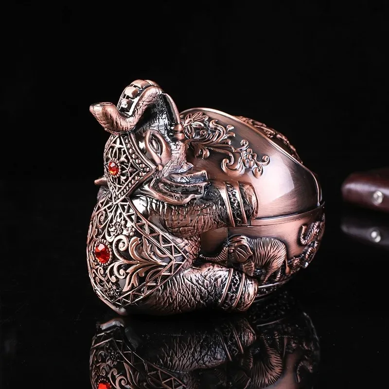 🐘 ভিন্টেজ এলিফ্যান্ট মেটাল অ্যাশট্রে (Windproof Ashtray with Lid) 🌬️