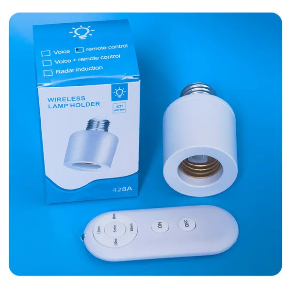 E27 Screw Lighting Remote Control Lamp Holder Lamp Switch Bedroom Light Bulb Light Controller Wiring-Free Remote Control Switch