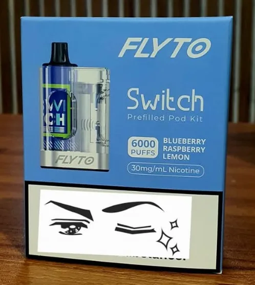 Flyto Switch blueberry raspberry lemon 6000 Puffs Disposable Pod Kit – Rechargeable, 8ml E-liquid, Type-C Charging