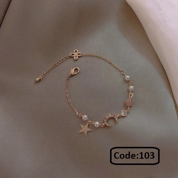 Star and Moon Zircon Pearl Bracelet Female Niche Design Premium Bracelet Korean Style Trendy Internet Celebrity Fashion Casual Bracelet Best Friend