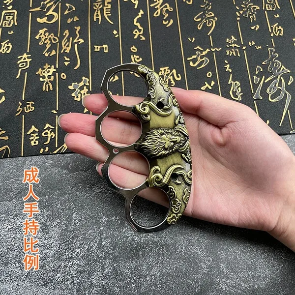 Anime finger tiger metal four-finger self-defense clasp hand buckle self-defense knuckles ring anti-wolf outdoor equipment