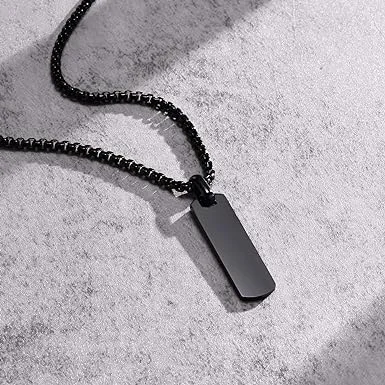 Stainless Steel Square Pendant Necklace for Men's