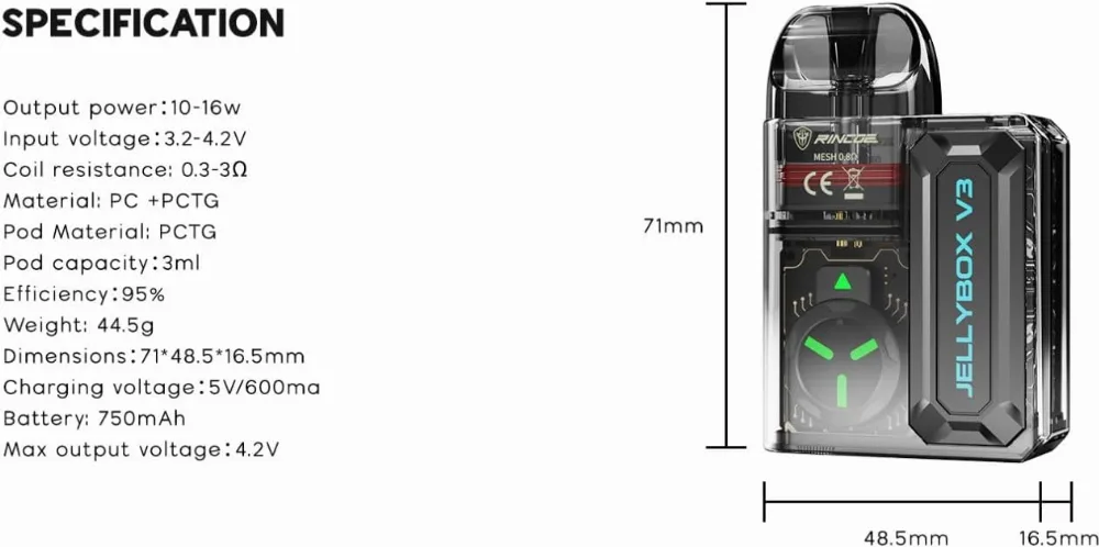 Rincoe Jellybox V3 Pod Kit 750mAh Vape
