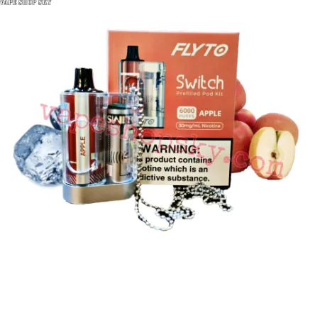 Flyto Switch 6000 Puffs apple Disposable Pod Kit – Rechargeable, 8ml E-liquid, Type-C Charging | Full Kit