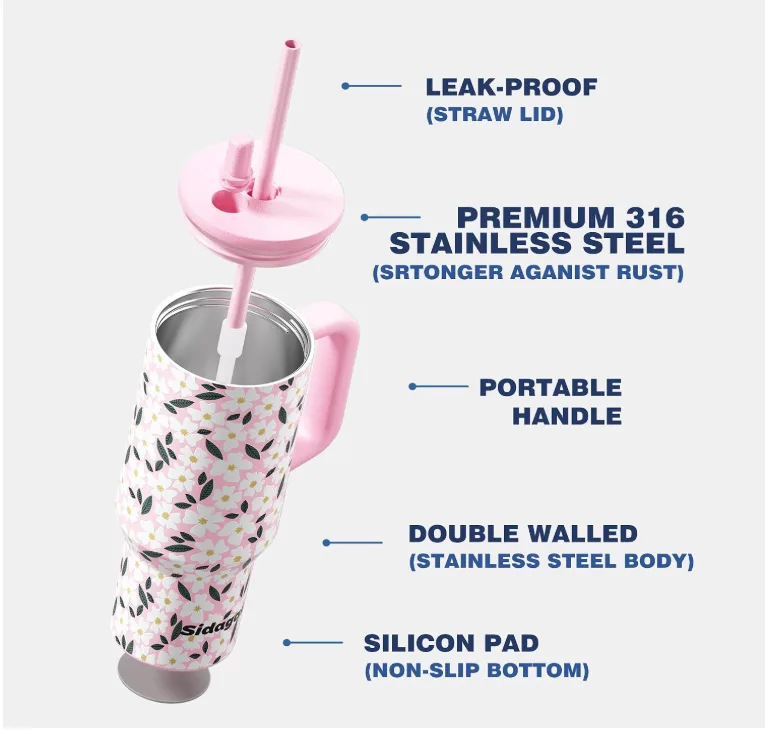 stainless steel insulated travel tumblers with handles and straws