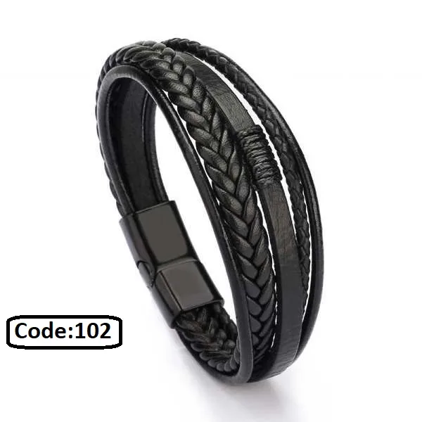 Cross-Border Foreign Trade Ethnic Style Jewelry Laser Bracelet Men's Multi-Layer Braided Leather Rope Magnetic Buckle Bracelet's