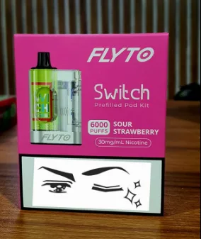 Flyto Switch sour strawberry 6000 Puffs Disposable Pod Kit – Rechargeable, 8ml E-liquid, Type-C Charging