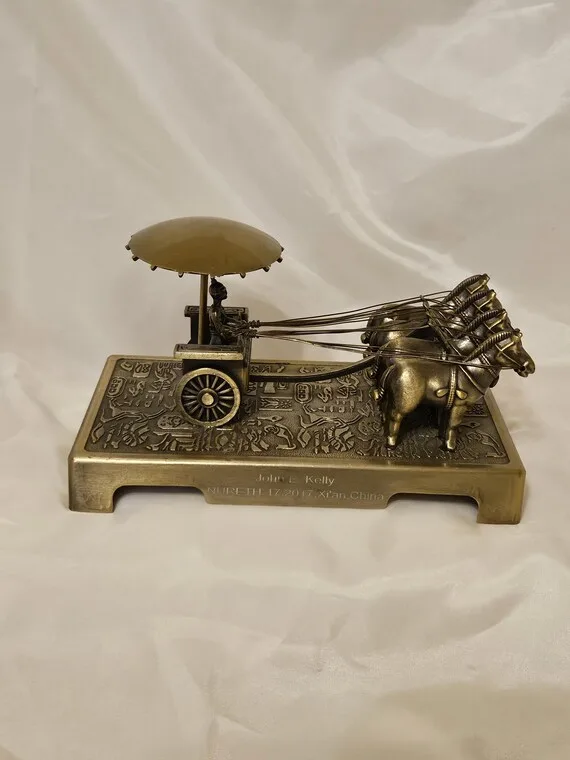 Chinese Terracotta Warrior Decoration, Chinese Antique Replica Qin Terracotta Warriors Carriage Decoration Metal Crafts