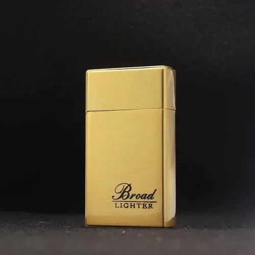 Broad Electroplated Metal Lighter Butane Gas Red Flame Windproof Smoking Lighters