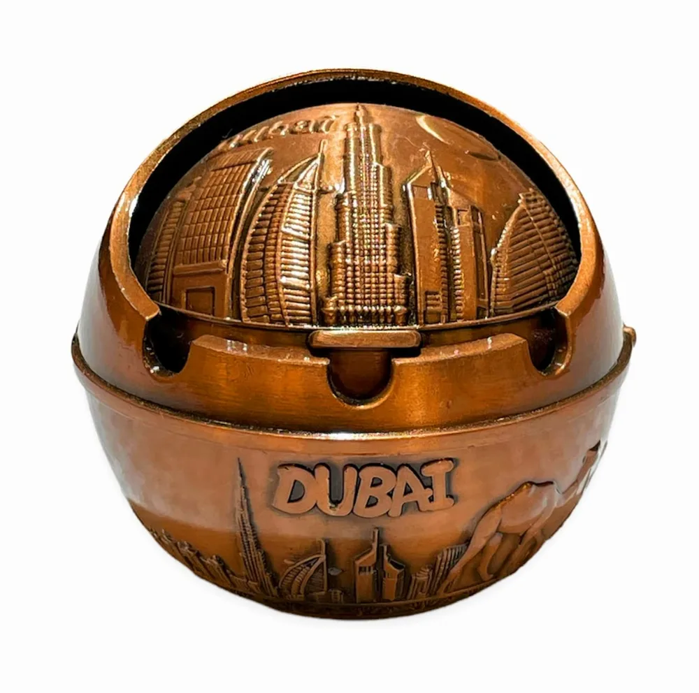 Ashtray Vintage Embossed Dubai Style Smoking Tray Holder Cigarette Ashtray Lid Tabletop Home Decorations
