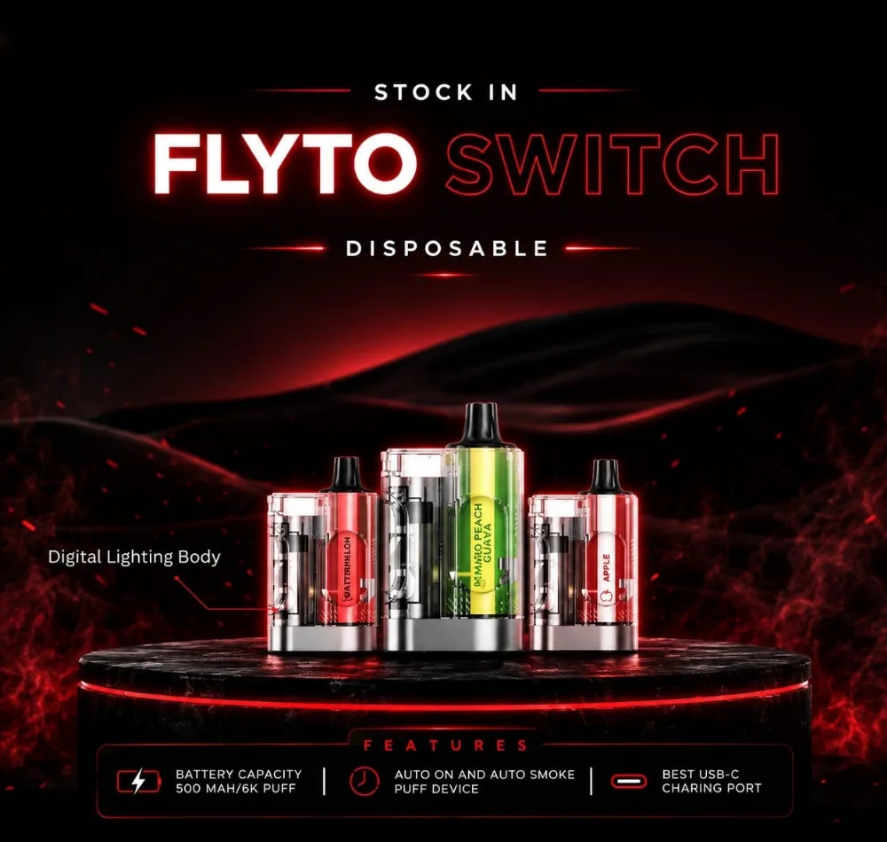 Flyto Switch 6000 Puffs Disposable Pod Kit – Rechargeable, 8ml E-liquid, Type-C Charging