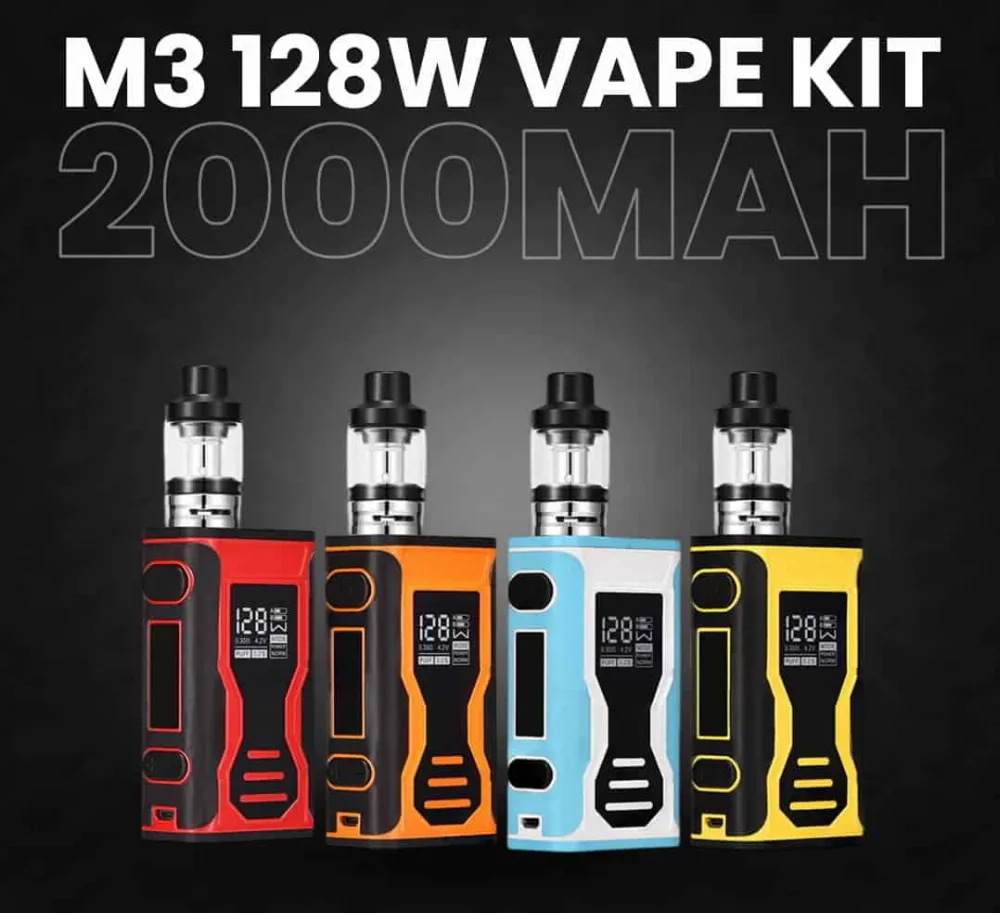 Electronic m3 128W Box Mod Kit With 3 5ml Tank Built in 2000mAh Battery Huge Thick Oil Gaft Flaveor 1