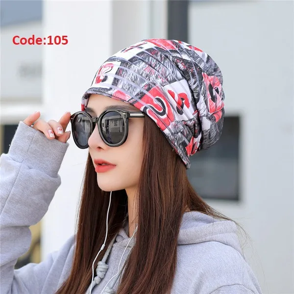 Spring and Autumn Feather Pattern Pullover Hat Women's Multi-use Korean-style Headband Hat Head Protection Nightcap Piled Moon Hat