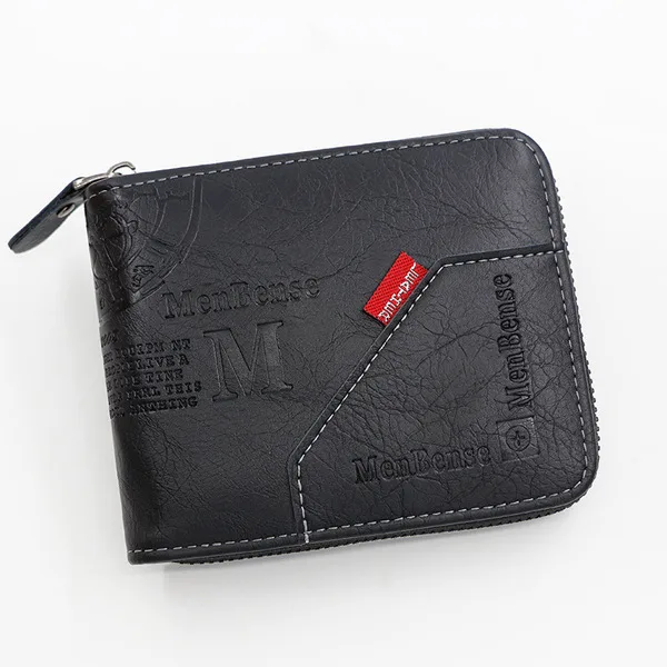 Men's Wallet Made of Leather Wax Oil Skin Purse for Men Coin Purse Short Male Card Holder Wallets Zipper Around Money Coin Purse