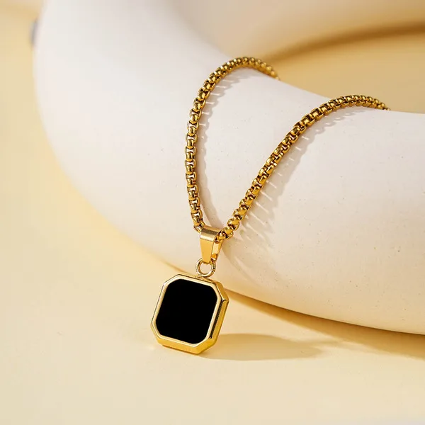 Fashionable Stainless Steel Small Square Necklace