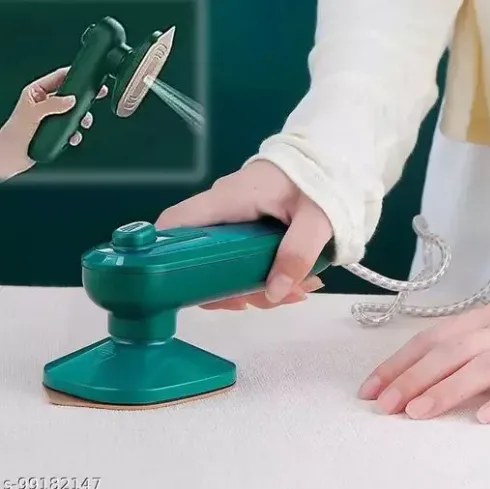 Portable mini handheld dry and steam iron featuring a water spray function