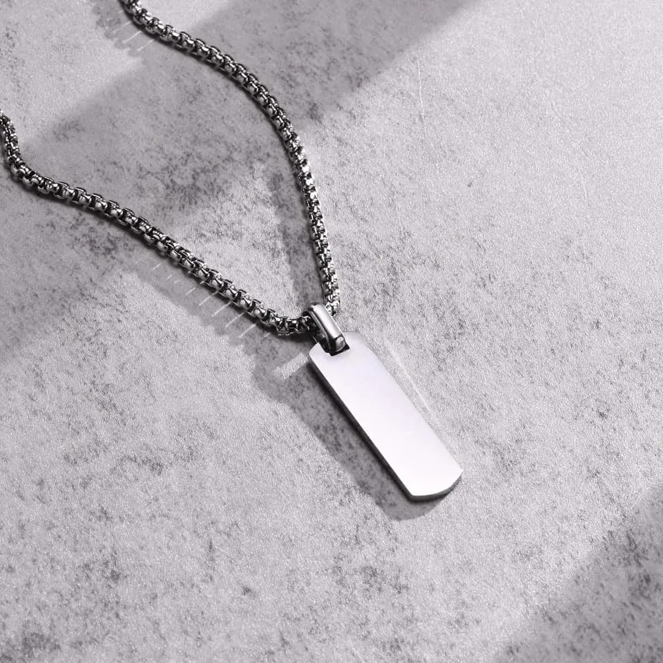 Stainless Steel Square Pendant Necklace for Men's