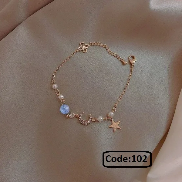 Star and Moon Zircon Pearl Bracelet Female Niche Design Premium Bracelet Korean Style Trendy Internet Celebrity Fashion Casual Bracelet Best Friend