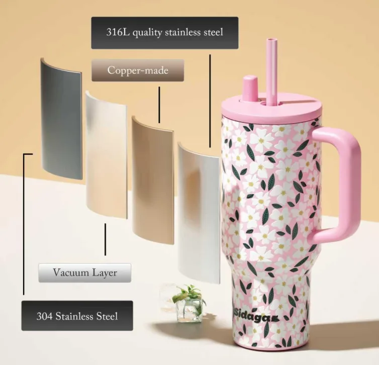 stainless steel insulated travel tumblers with handles and straws