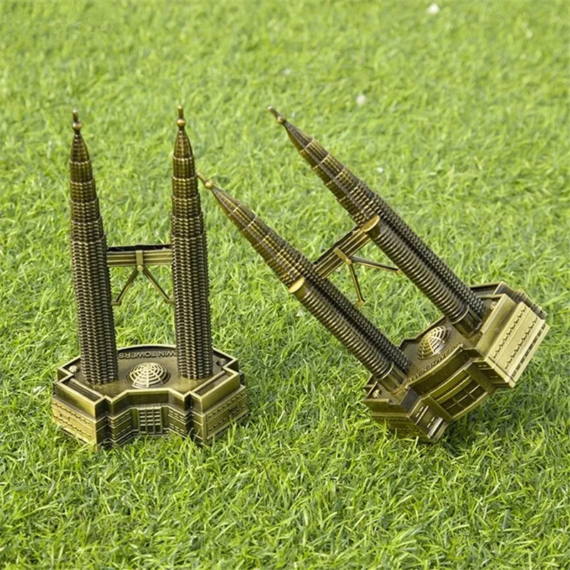 Metal Home Decoration Accessories Souvenirs Twin Tower Showpice