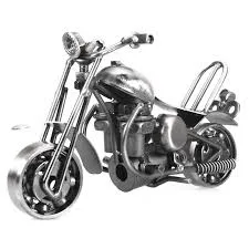 Metal Motorcycle Model Collectible Art Sculpture Motorbike Figurine for Home Decoration, Vintage Showpiece,