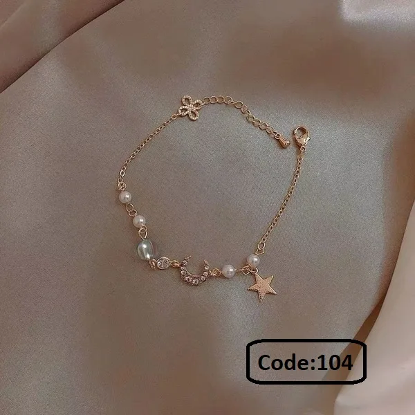 Star and Moon Zircon Pearl Bracelet Female Niche Design Premium Bracelet Korean Style Trendy Internet Celebrity Fashion Casual Bracelet Best Friend