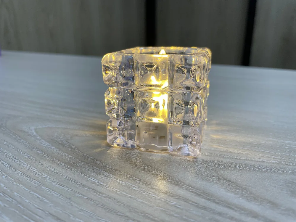 transparent acrylic crystal block LED tea light candle