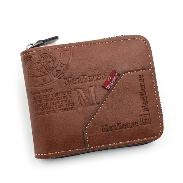 Men's Wallet Made of Leather Wax Oil Skin Purse for Men Coin Purse Short Male Card Holder Wallets Zipper Around Money Coin Purse