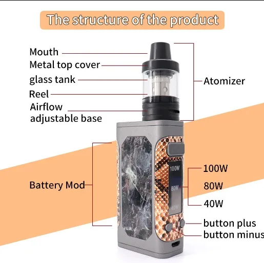 International PRC product high performing Vape E cigarette Pod Kit Empty Vape Tank Starter Kit P8 100w - 1 piece