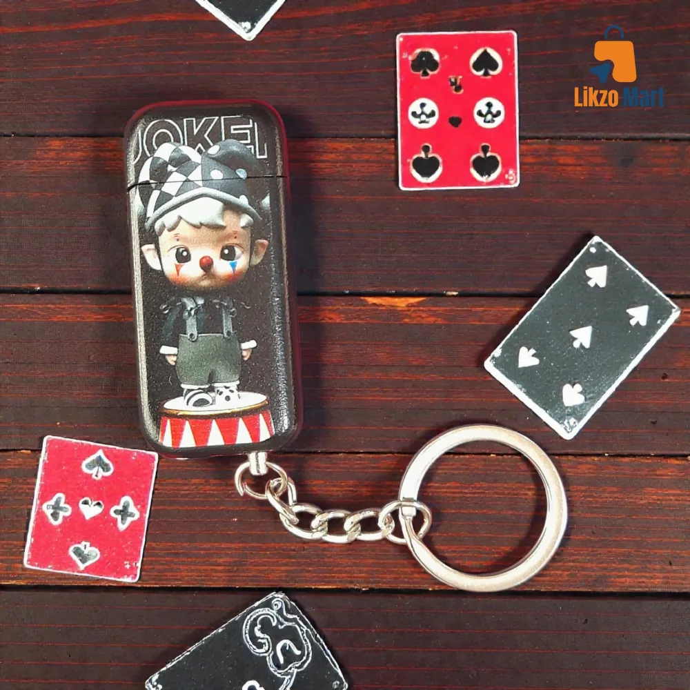 Joker pocket lighter with keychain ring