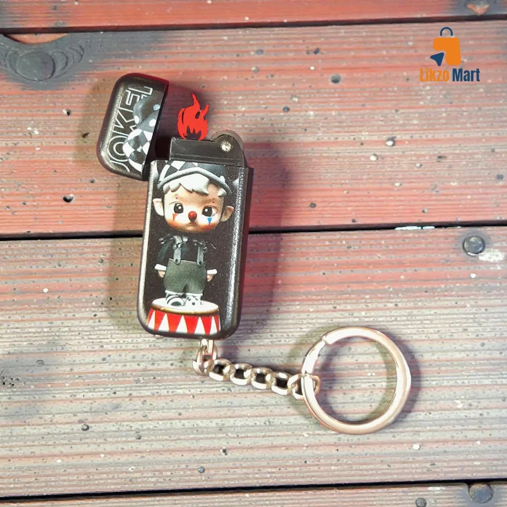 Joker pocket lighter with keychain ring