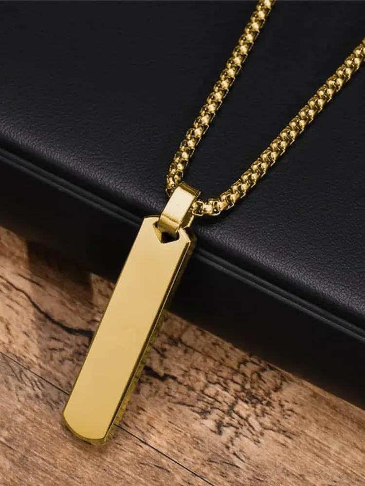 Stainless Steel Square Pendant Necklace for Men's