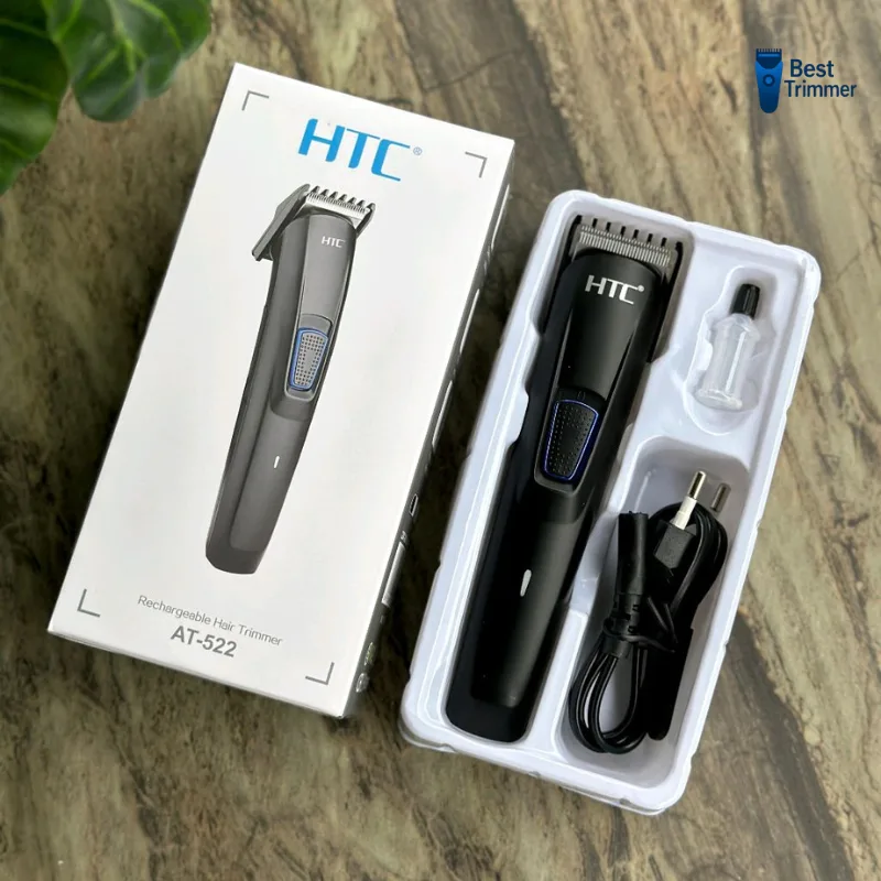HTC AT 522 Rechargeable Cordless Stainless Steel Blade Beard Trimmer(Black)