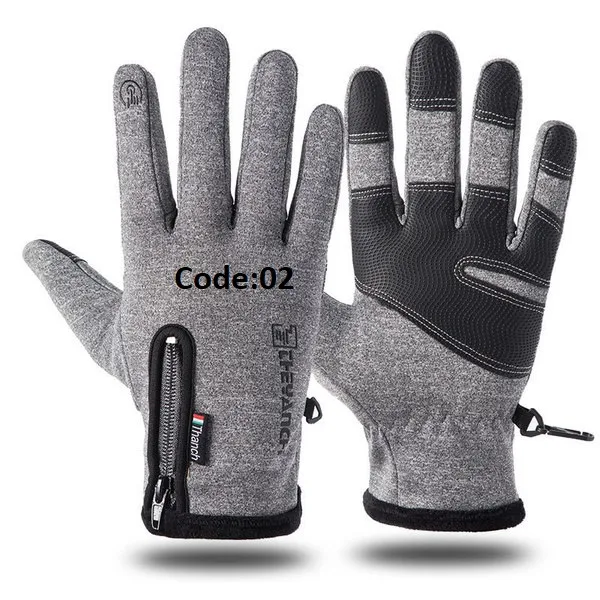 Windproof Touch Screen Gloves Men's Fleece-lined Full-finger Riding Gloves Non-slip Warm Water-repellent Ski Gloves for Foreign Trade