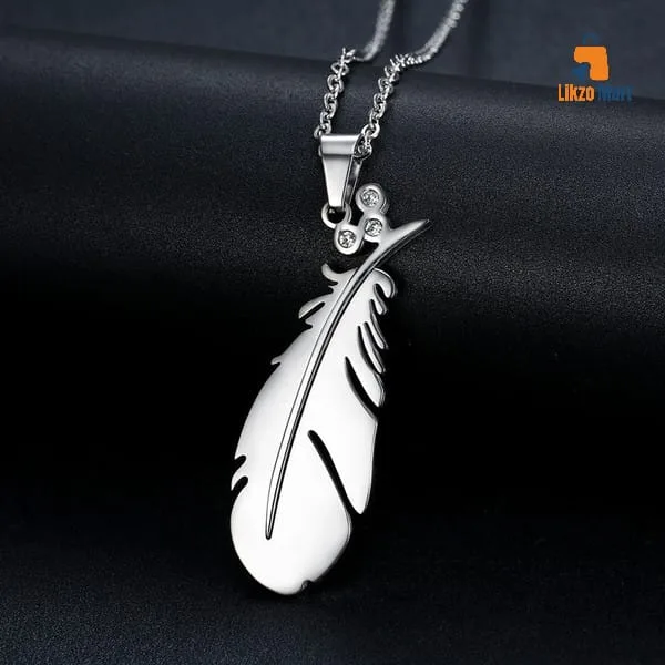 Feather Leaves Diamond Pendant Necklace 💎