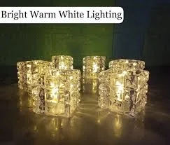 transparent acrylic crystal block LED tea light candle