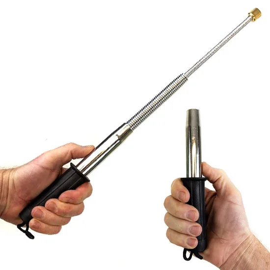 Collapsing Metal Self Defense Baton - Spring estek Design Adds Power With Less Effort