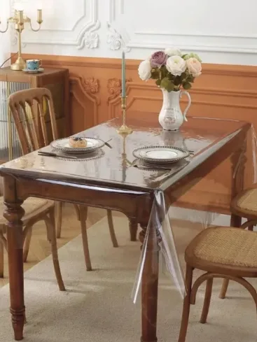 transparent 6-seater waterproof PVC dining table cover