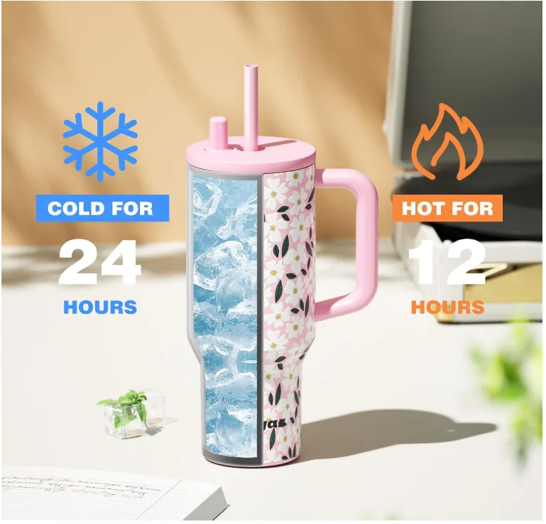 stainless steel insulated travel tumblers with handles and straws