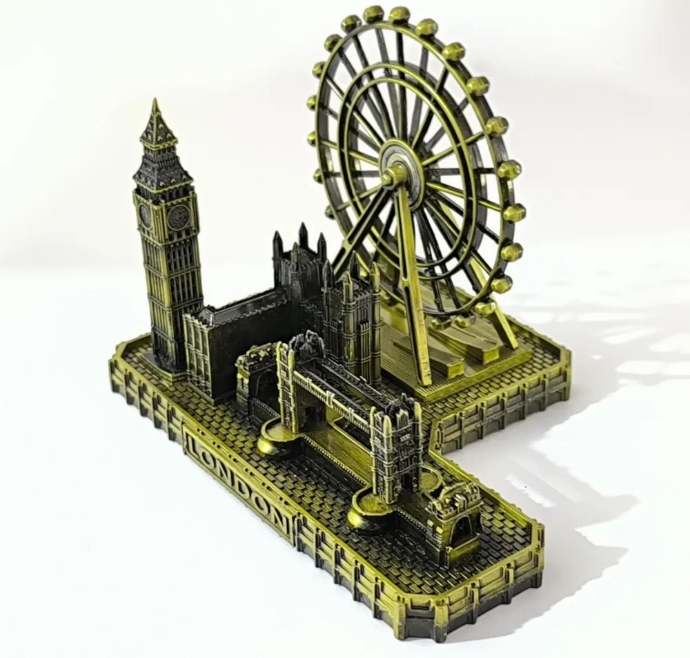 Retro City Bronze London Eye • Big Ben • Tower Bridge – UK Model Decor