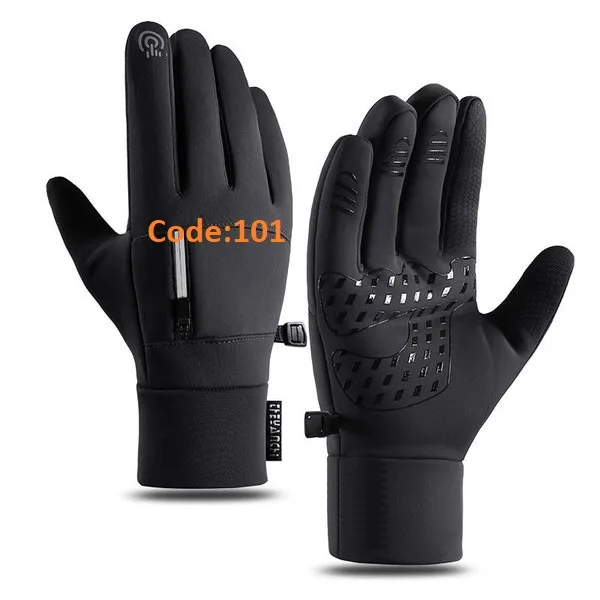 Winter fleece-lined warm touch screen gloves outdoor sports windproof waterproof cold-proof gloves men's ski riding gloves