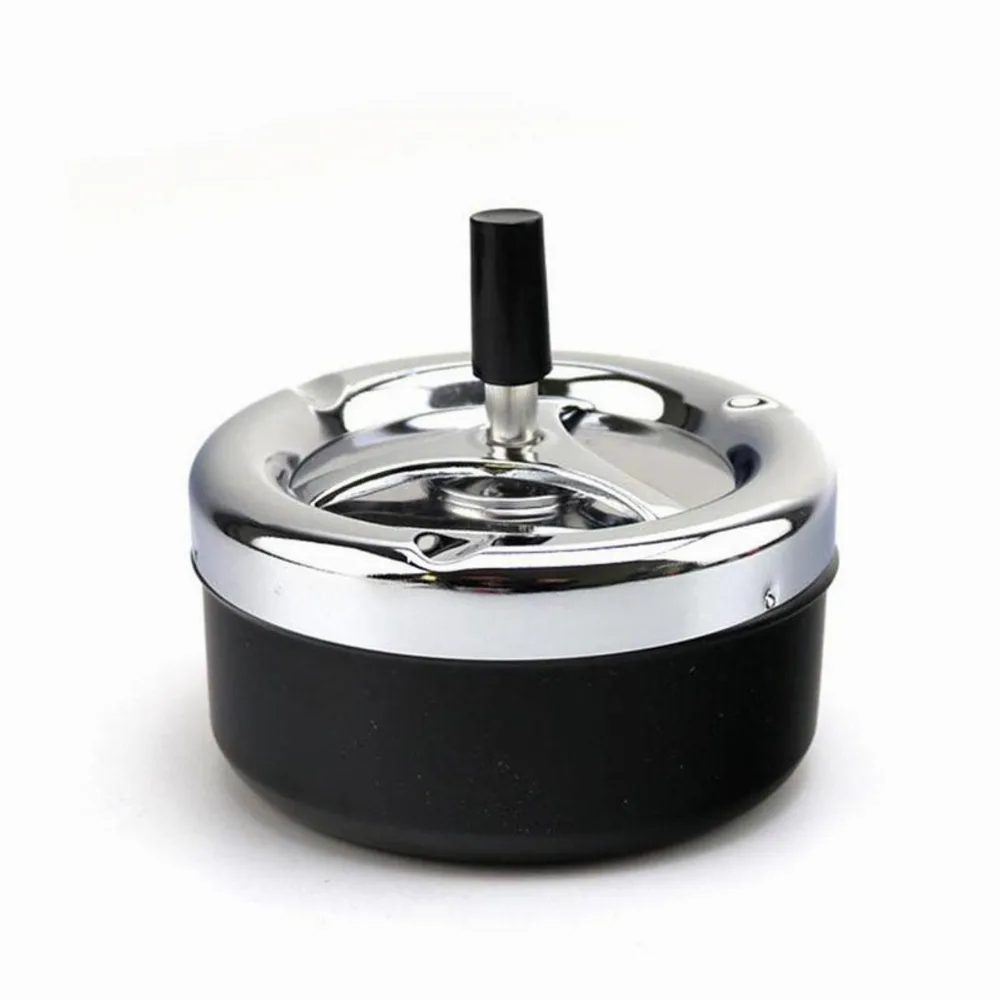 1pcs Windproof Press Rotating Lid Ashtray Metal Modern Gift Home el Rotating r Ashtray Office For Men D1H9