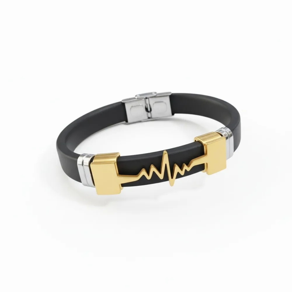 💞 Romantic Lovers’ Bracelet – Heartbeat ECG Design 💞