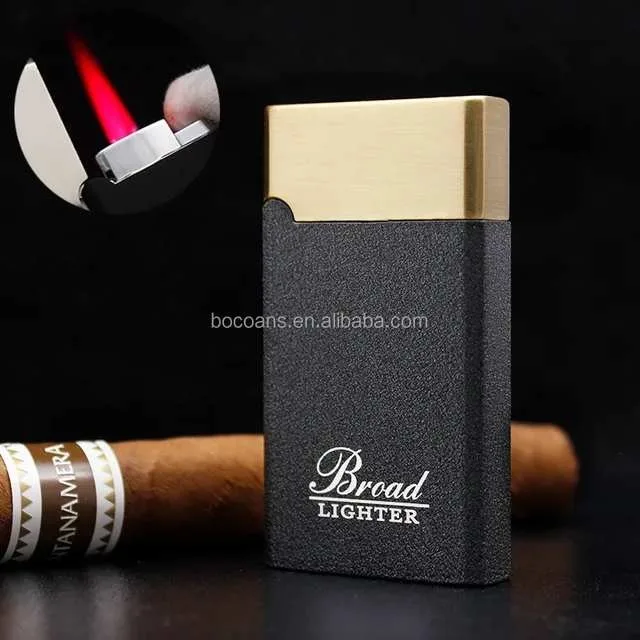 Broad Electroplated Metal Lighter Butane Gas Red Flame Windproof Smoking Lighters